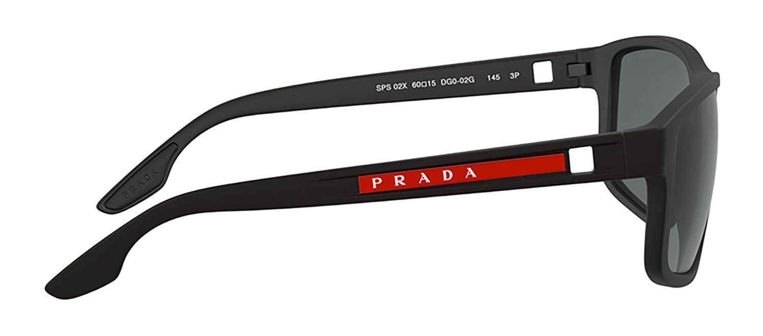 Prada Linea Rossa PS 02XS DG002G Rectangular Plastic Black Rubber Sunglasses with Dark Grey Polarized Lens sold by Gaffos product image thumbnail 3