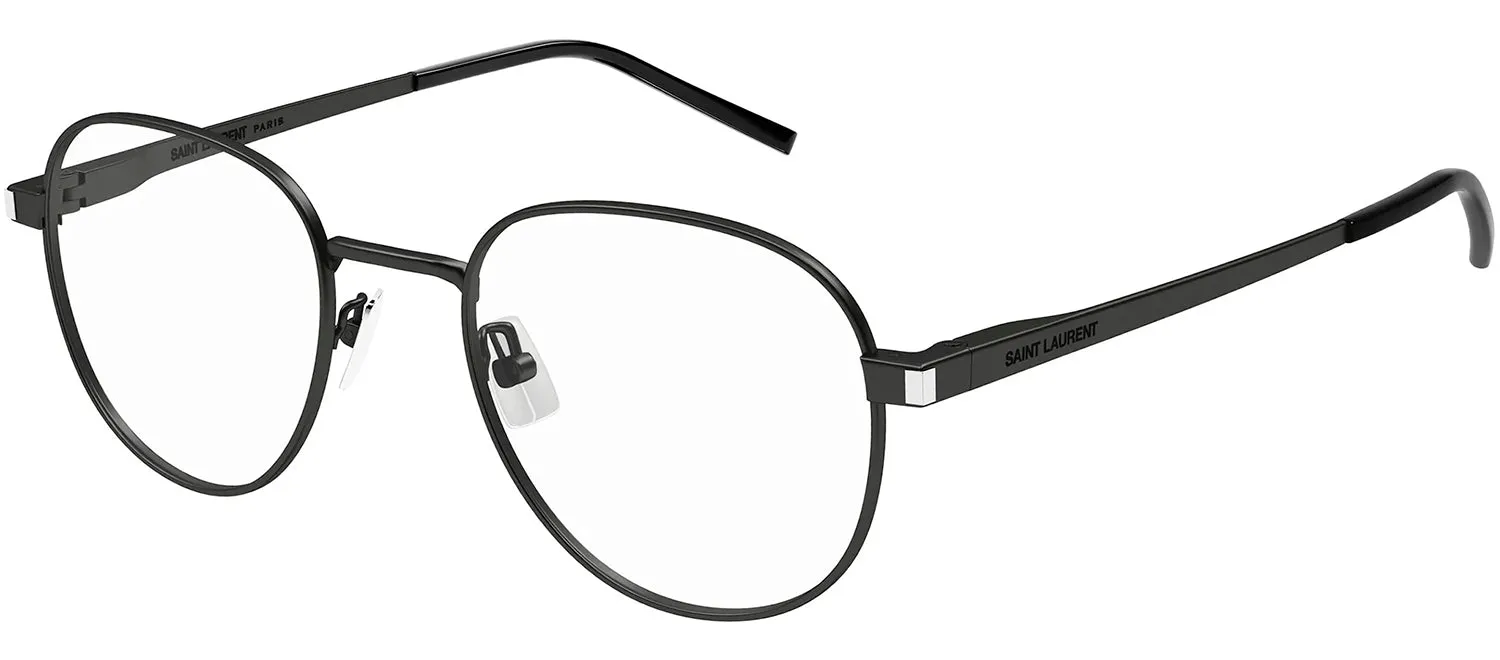 Saint Laurent SL 555 OPT 001 Round Metal Black Eyeglasses with Clear Lens sold by Gaffos