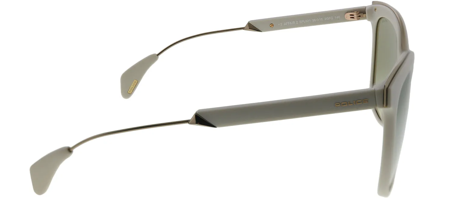 Police Affair 2 SPL 621 3GFG Square Plastic Ivory Sunglasses with Brown Gradient Lens sold by Gaffos product image thumbnail 3
