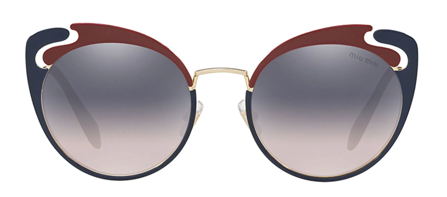 Miu Miu MU 57TS HB5GR0 Butterfly Metal Pale Gold Sunglasses with Pink Violet Mirrored Gradient Lens sold by Gaffos