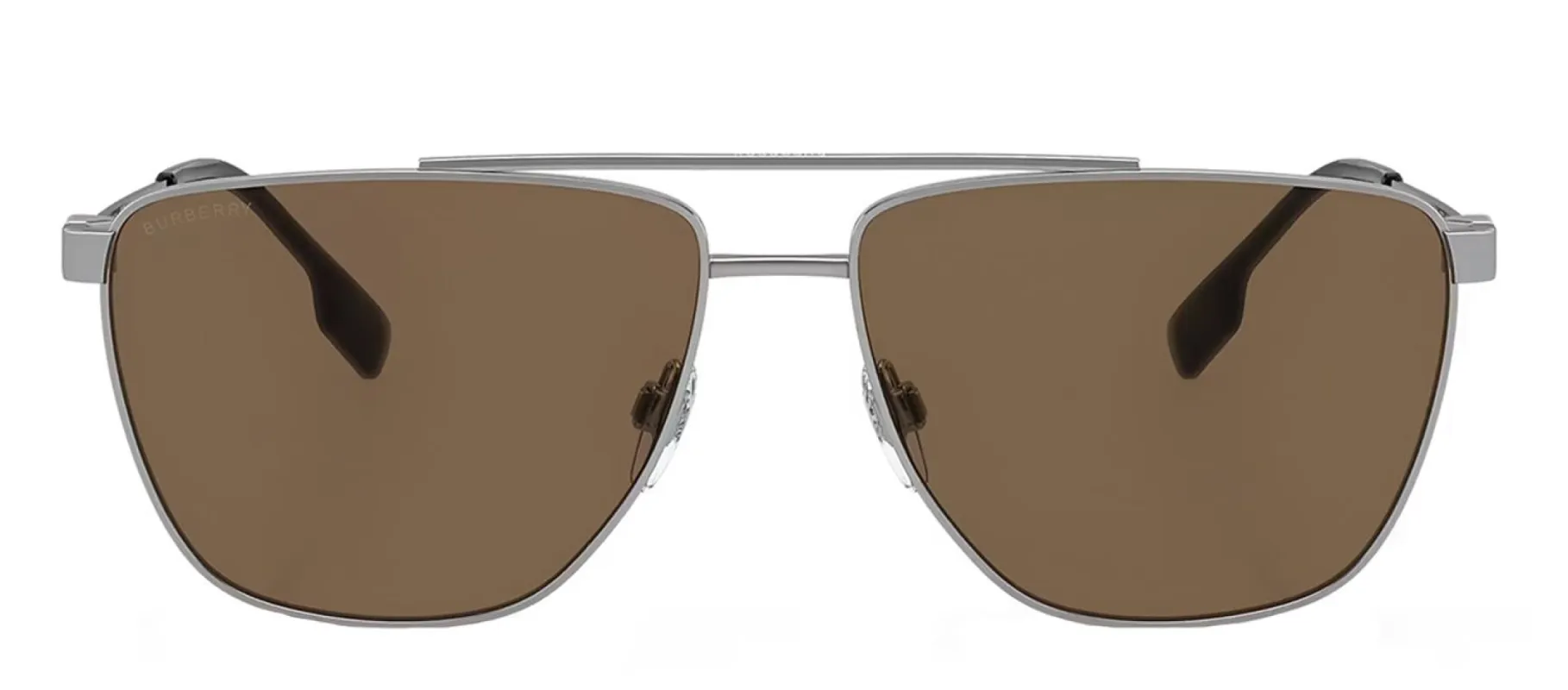 Burberry BE 3141 100573 Pilot Metal Silver Sunglasses with Dark Brown Lens sold by Gaffos