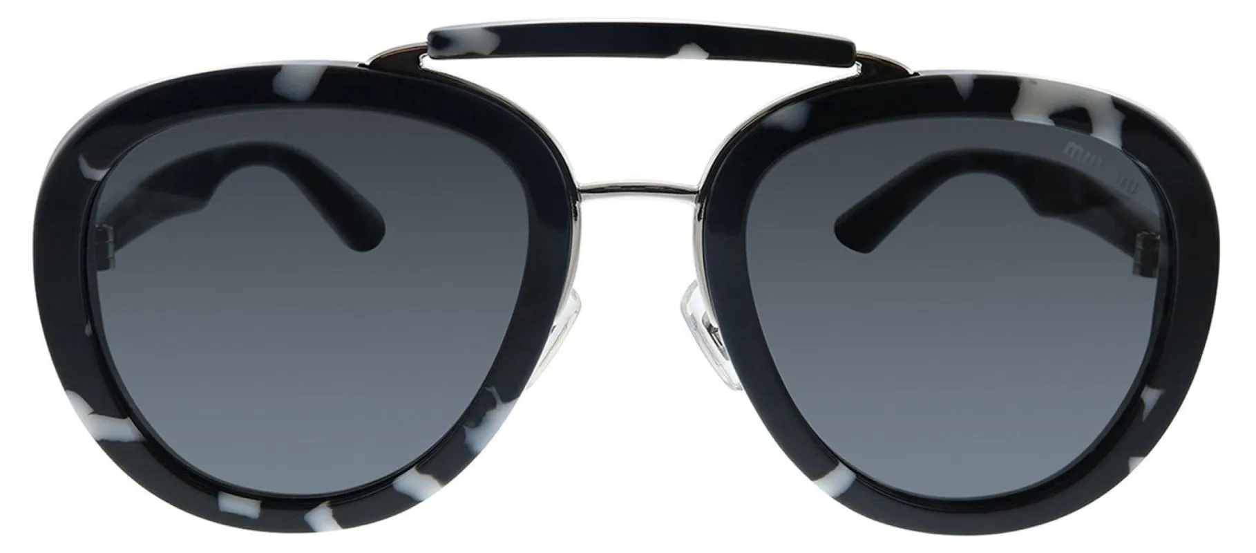 Miu Miu MU 05VS PC75S0 Oval Plastic Black Havana Sunglasses with Grey Lens sold by Gaffos