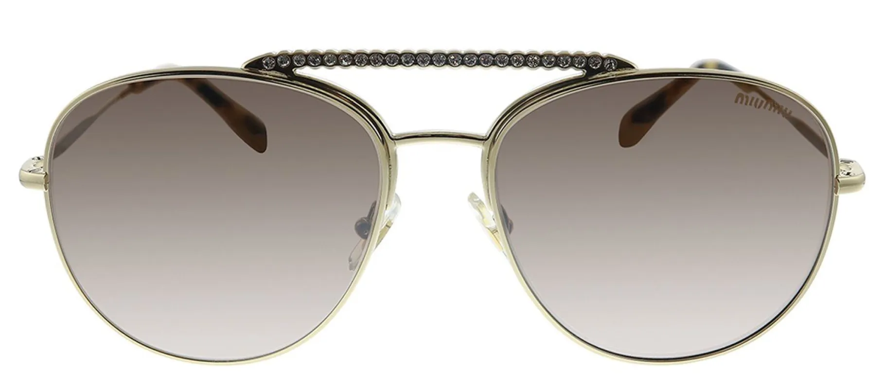 Miu Miu MU 53VS ZVNQZ9 Pilot Metal Gold Sunglasses with Brown Mirror Lens sold by Gaffos