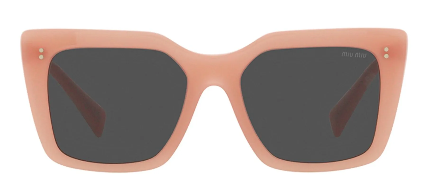 Miu Miu MU 02WS 06X5S0 Round Plastic Pink Sunglasses with Dark Brown Lens sold by Gaffos