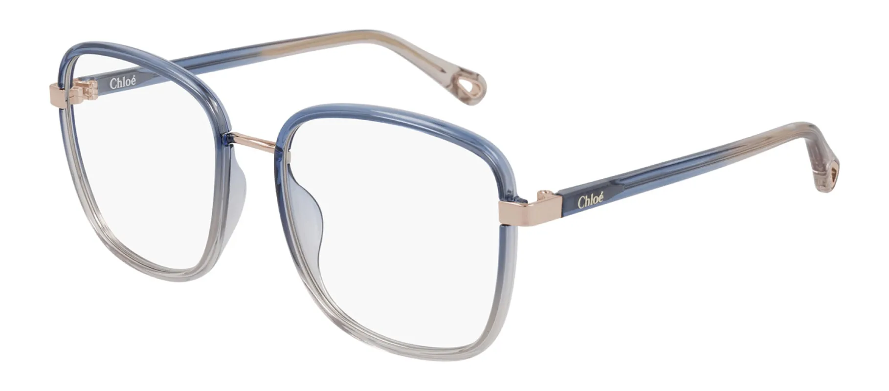 Chloe CH 0034O 002 Square Plastic Blue Eyeglasses with Logo Stamped Demo Lenses sold by Gaffos