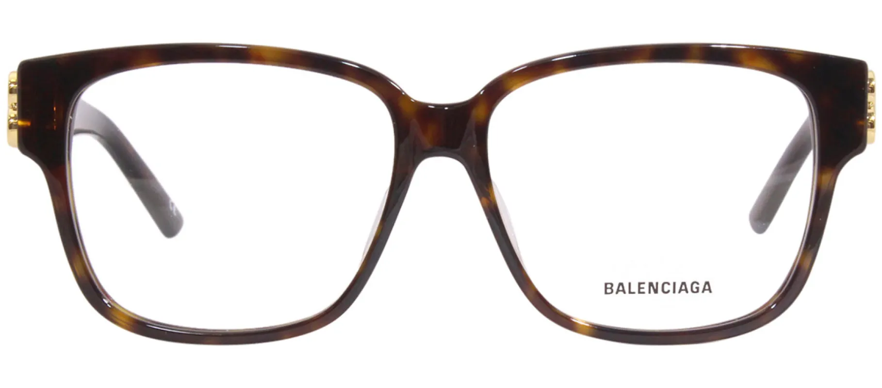 Balenciaga BB 0104O 002 Square Acetate Havana Eyeglasses with Logo Stamped Demo Lenses sold by Gaffos