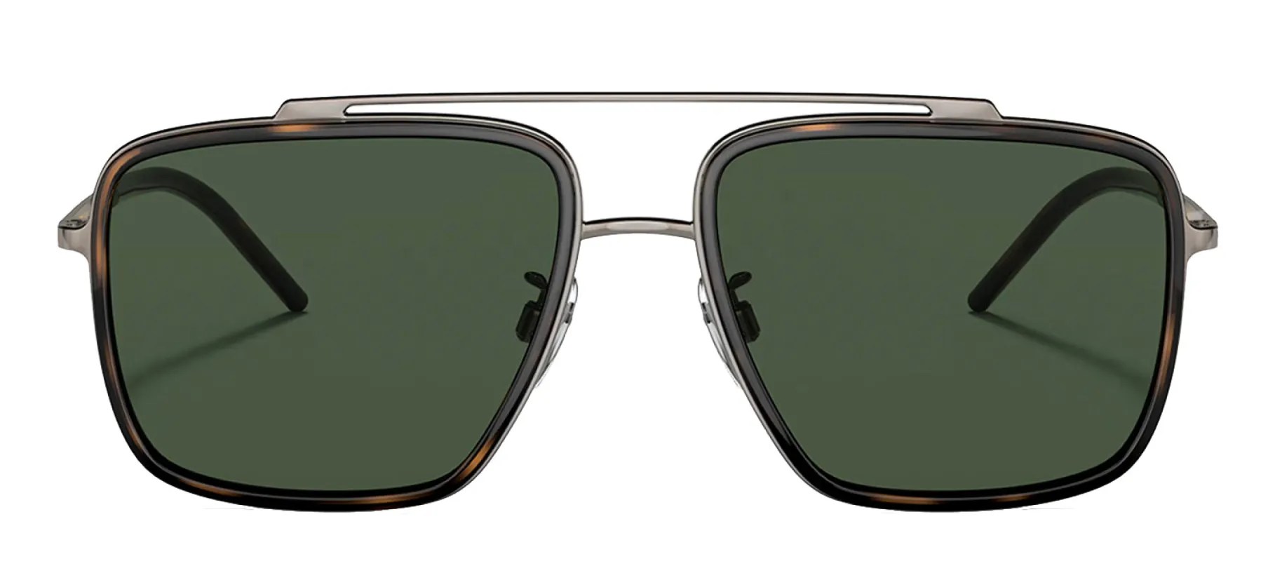 Dolce & Gabbana DG 2220 13359A Square Metal Havana Sunglasses with Green Polarized Lens sold by Gaffos