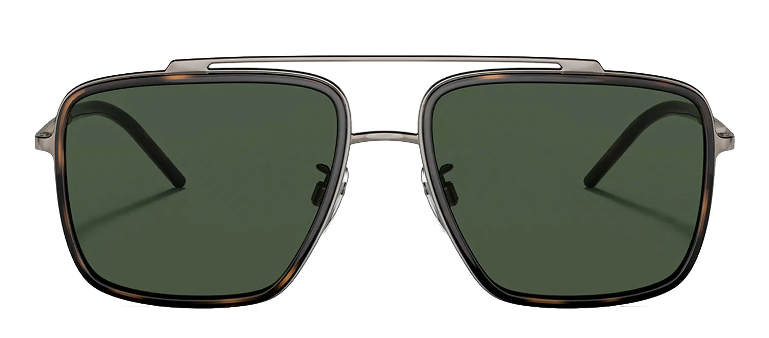 Dolce & Gabbana DG 2220 13359A Square Metal Havana Sunglasses with Green Polarized Lens sold by Gaffos