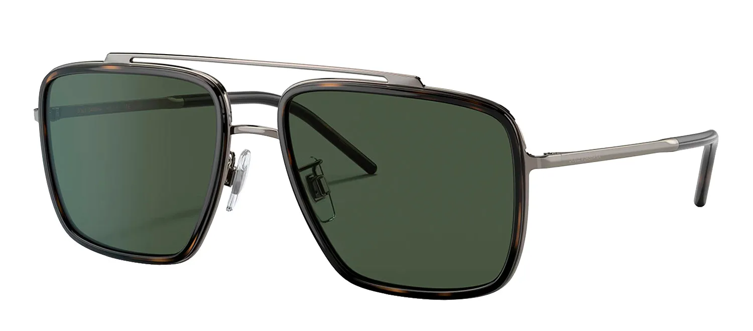 Dolce & Gabbana DG 2220 13359A Square Metal Havana Sunglasses with Green Polarized Lens sold by Gaffos product image thumbnail 2