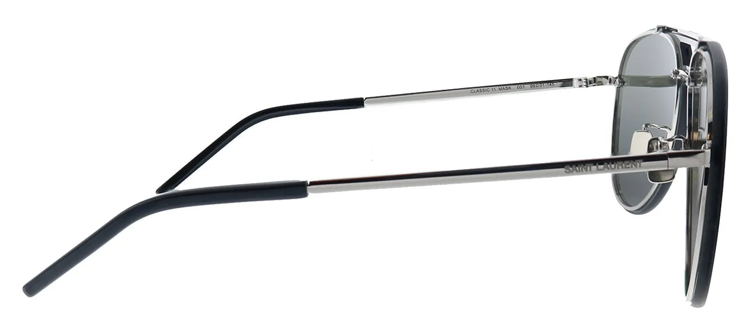 Saint Laurent MASK SL CLASSIC11 001 Aviator Metal Silver Sunglasses with Grey Lens sold by Gaffos product image thumbnail 3