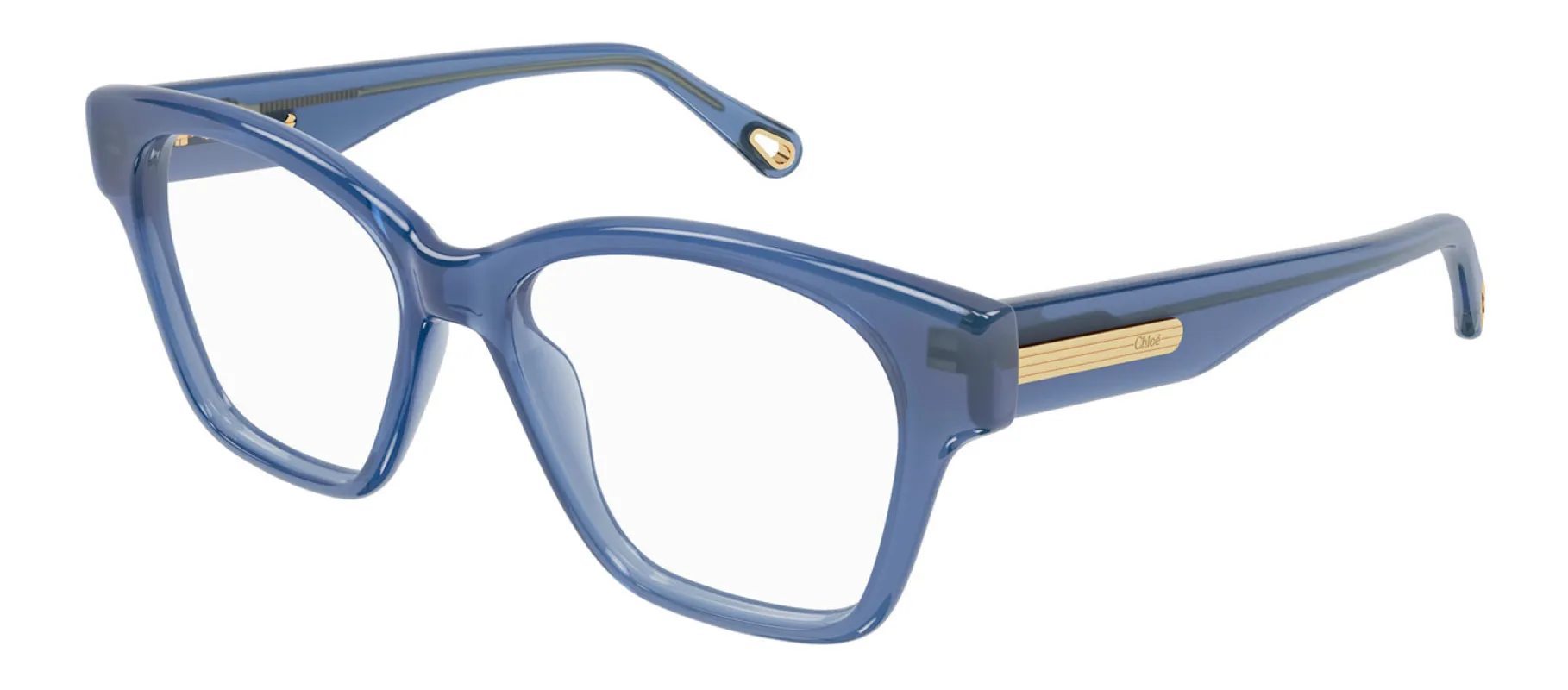 Chloe CH 0122O 004 Square Plastic Blue Eyeglasses with Logo Stamped Demo Lenses sold by Gaffos