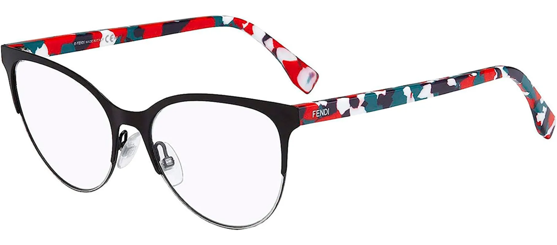 Fendi FF 174 TWI Cat-Eye Metal Brown Eyeglasses with Clear Demo Lenses made by Fendi