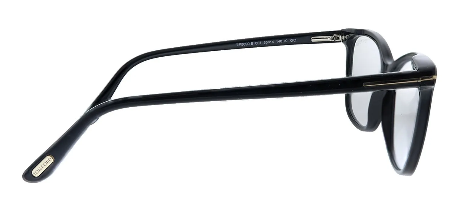 Tom Ford FT 5690-B 001 Square Plastic Black Sunglasses with Blue Block Clear With Peach Clip on Mirror Lens sold by Gaffos product image thumbnail 4