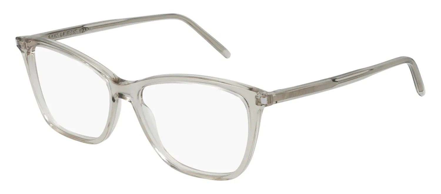 Saint Laurent SL 259 008 Cat-Eye Acetate Beige Eyeglasses with Logo Stamped Demo Lenses sold by Gaffos