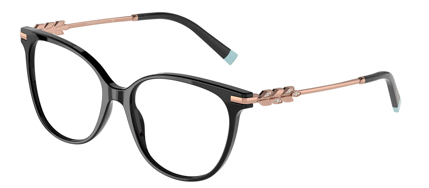 Tiffany & Co. TF 2220B 8001 Cat-Eye Plastic Black Eyeglasses with Logo Stamped Demo Lenses sold by Gaffos product image thumbnail 2