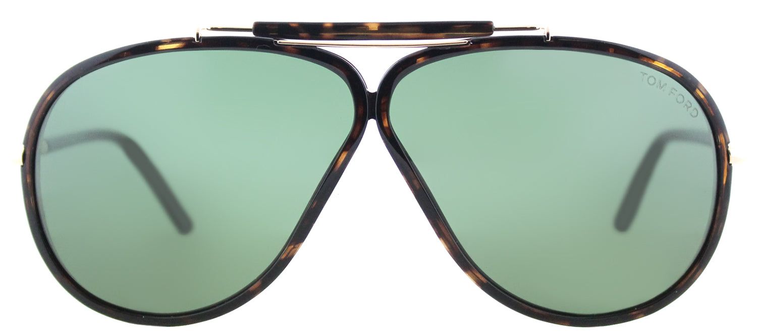 Tom Ford TF 509 52N Aviator Plastic Tortoise/ Havana Sunglasses with Green Lens sold by Gaffos