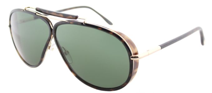 Tom Ford TF 509 52N Aviator Plastic Tortoise/ Havana Sunglasses with Green Lens sold by Gaffos