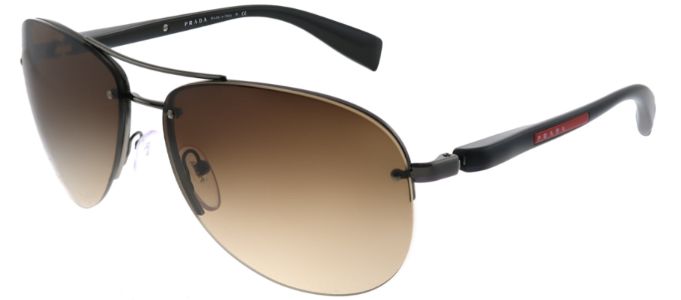 Prada Linea Rossa PS 56MS 5AV6S1 Aviator Metal Ruthenium/ Gunmetal Sunglasses with Brown Gradient Lens sold by Gaffos