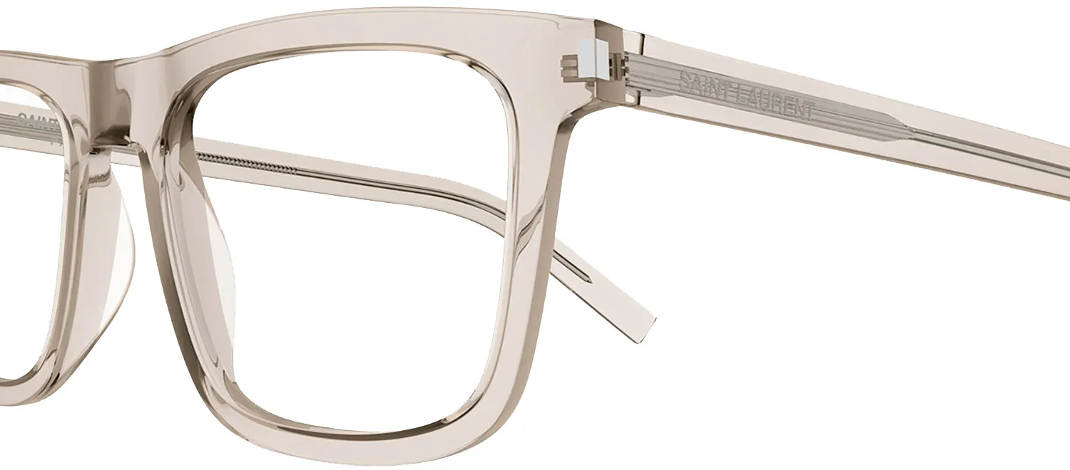 Saint Laurent CLASSIC SL 547O 008 Square Plastic Beige Eyeglasses with Logo Stamped Demo Lenses sold by Gaffos product image thumbnail 3