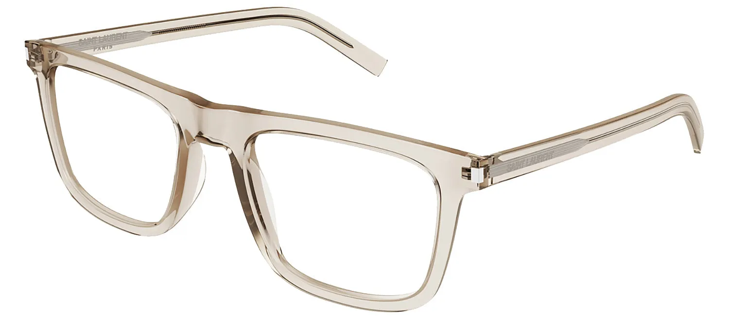 Saint Laurent CLASSIC SL 547O 008 Square Plastic Beige Eyeglasses with Logo Stamped Demo Lenses sold by Gaffos product image thumbnail 2