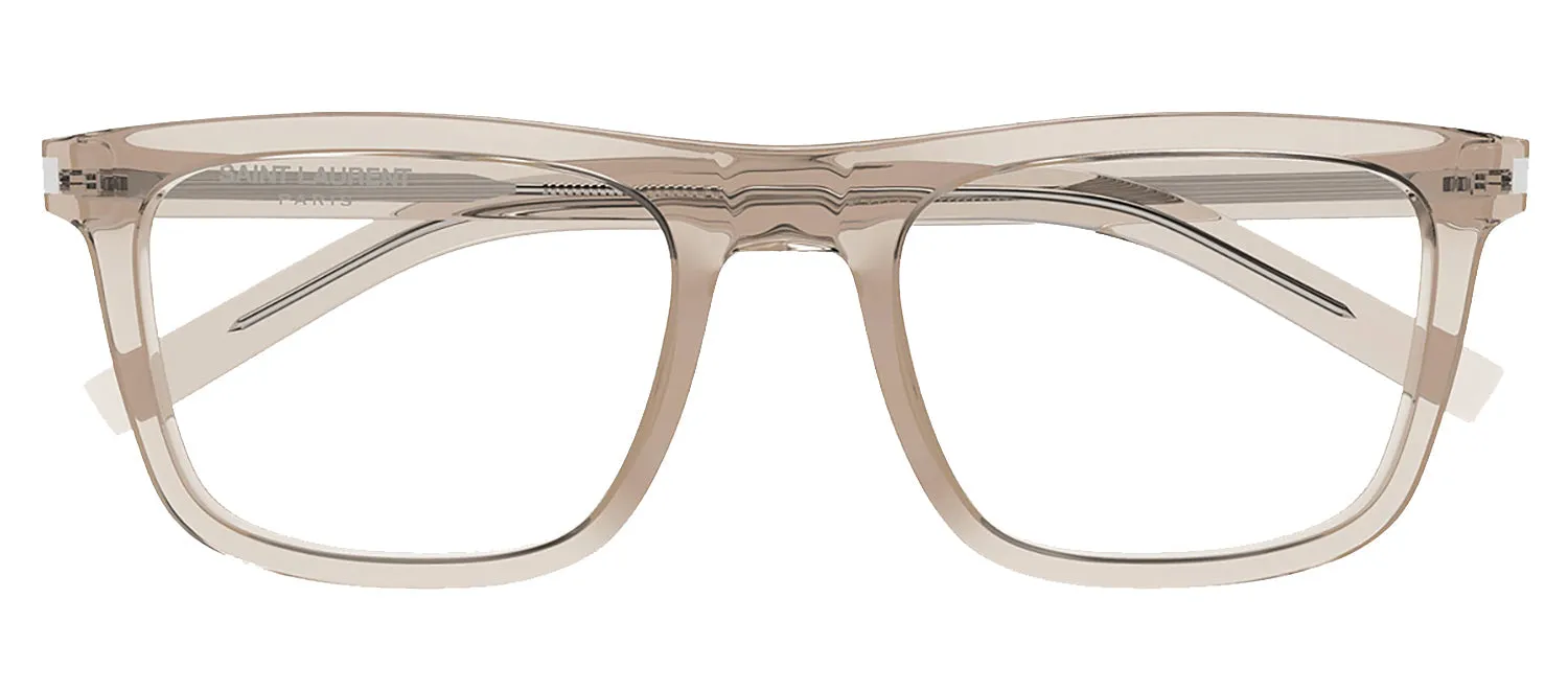 Saint Laurent CLASSIC SL 547O 008 Square Plastic Beige Eyeglasses with Logo Stamped Demo Lenses sold by Gaffos