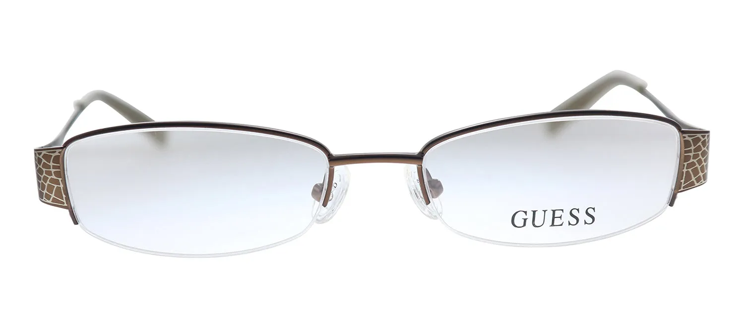 Guess GU 2270 BRN Rectangle Metal Black Eyeglasses with Logo Stamped Demo Lenses sold by Gaffos