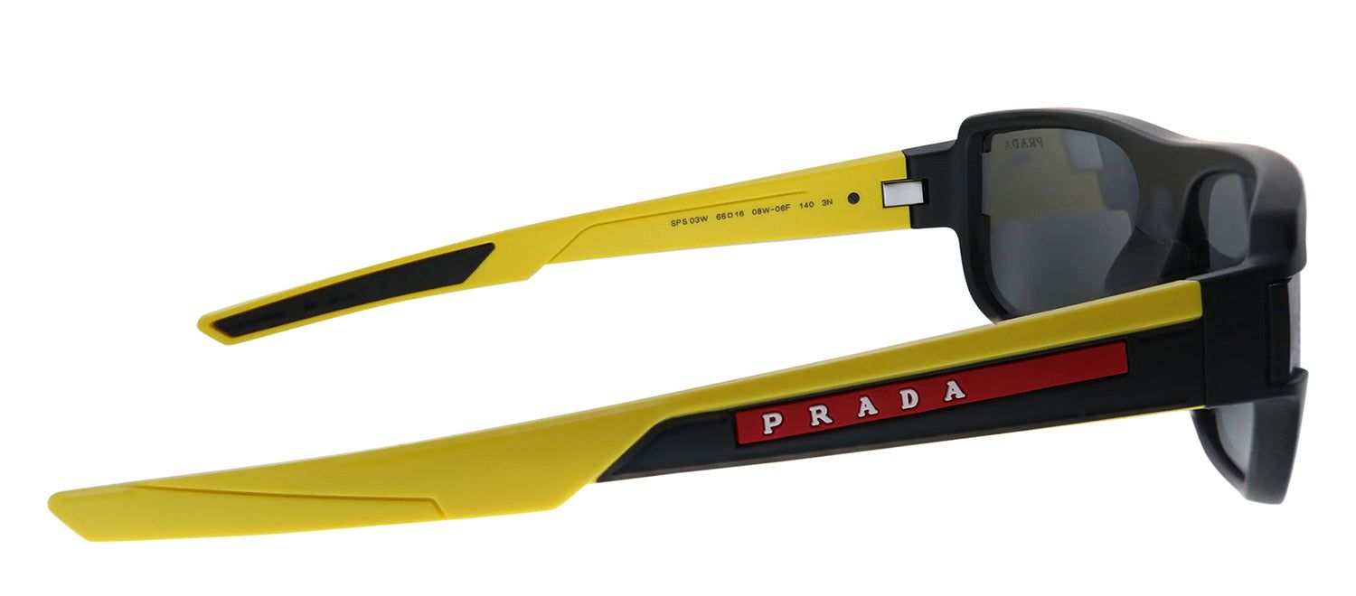 Prada Linea Rossa PS 03WS 08W06F Rectangle Plastic Black Sunglasses with Grey Lens sold by Gaffos product image thumbnail 3