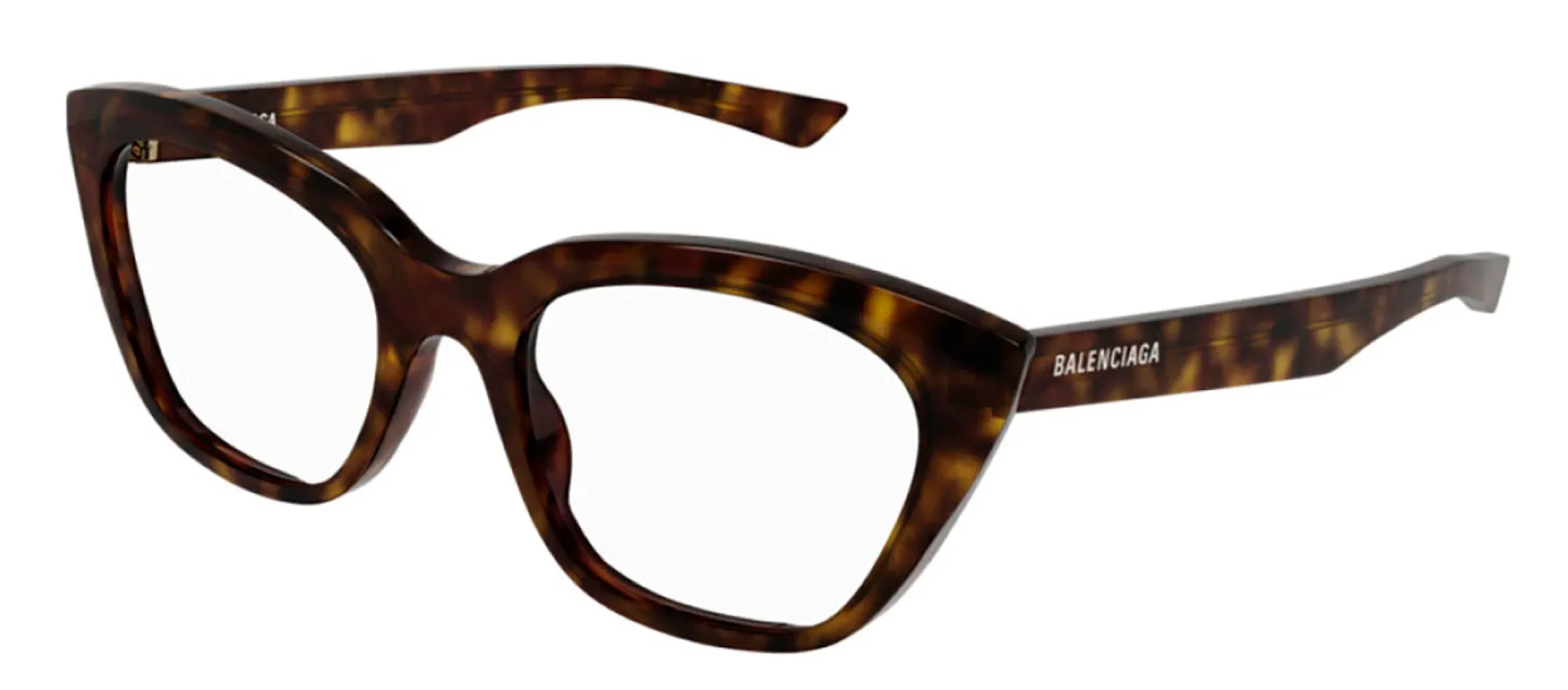 Balenciaga BB 0219O 002 Cat-Eye Plastic Havana Eyeglasses with Logo Stamped Demo Lenses sold by Gaffos