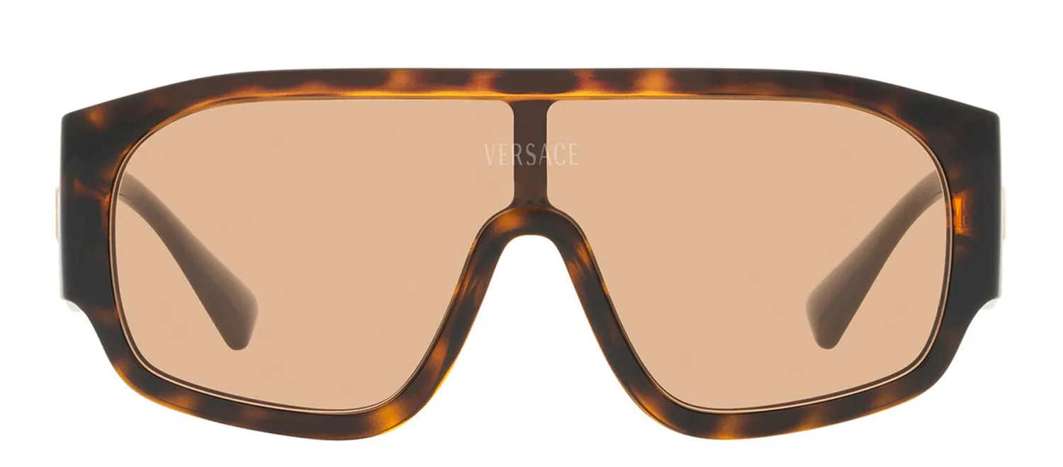 Versace VE 4439 108/73 Shield Plastic Havana Sunglasses with Brown Lens sold by Gaffos