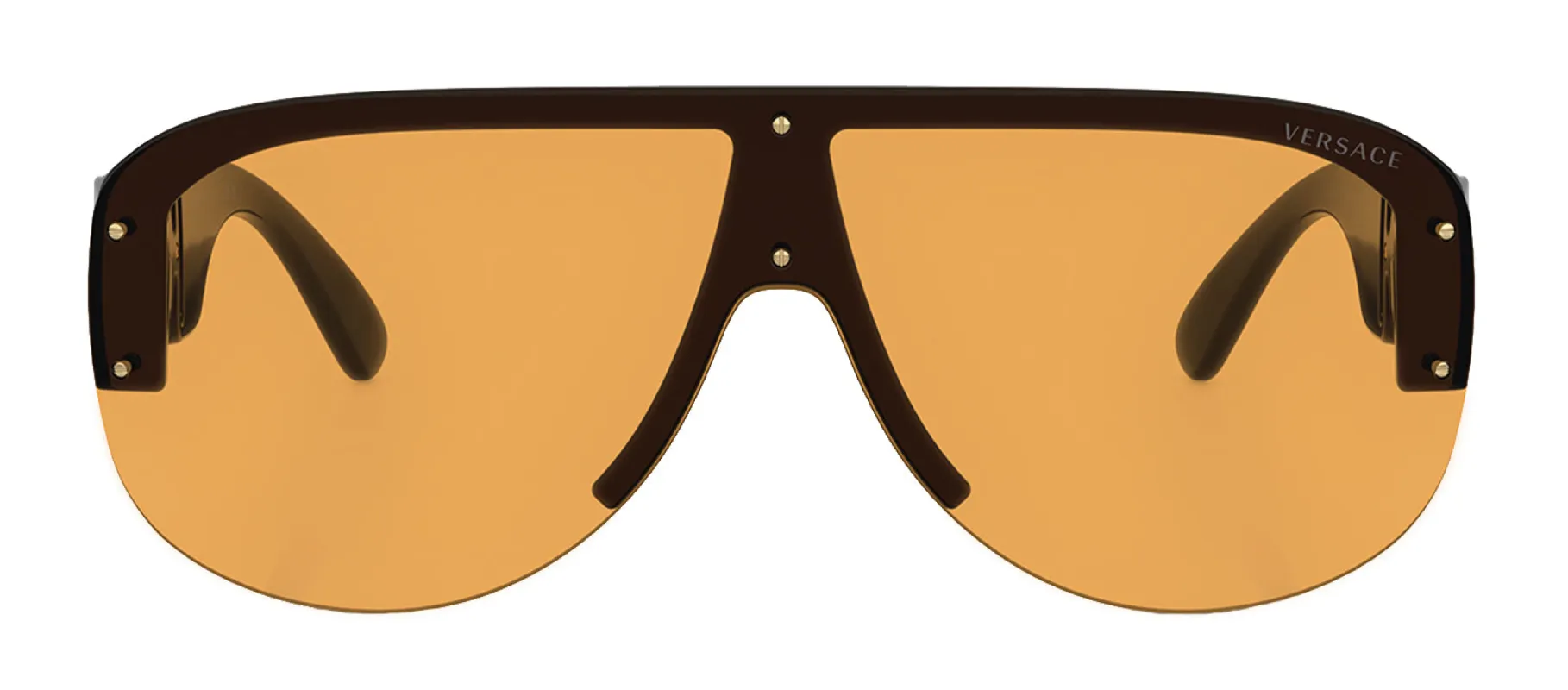 Versace VE 4391 GB1/7 Semi-Rimless Plastic Black Sunglasses with Orange Lens sold by Gaffos