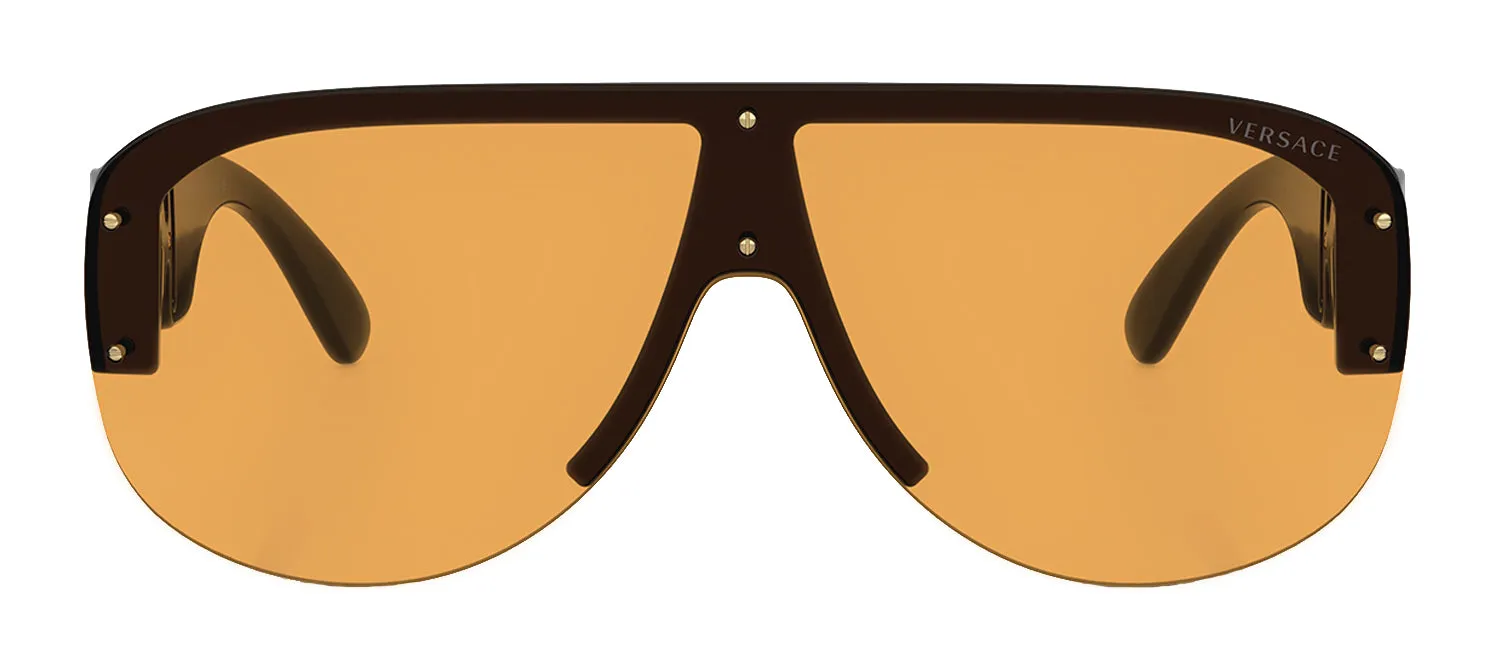 Versace VE 4391 GB1/7 Semi-Rimless Plastic Black Sunglasses with Orange Lens sold by Gaffos