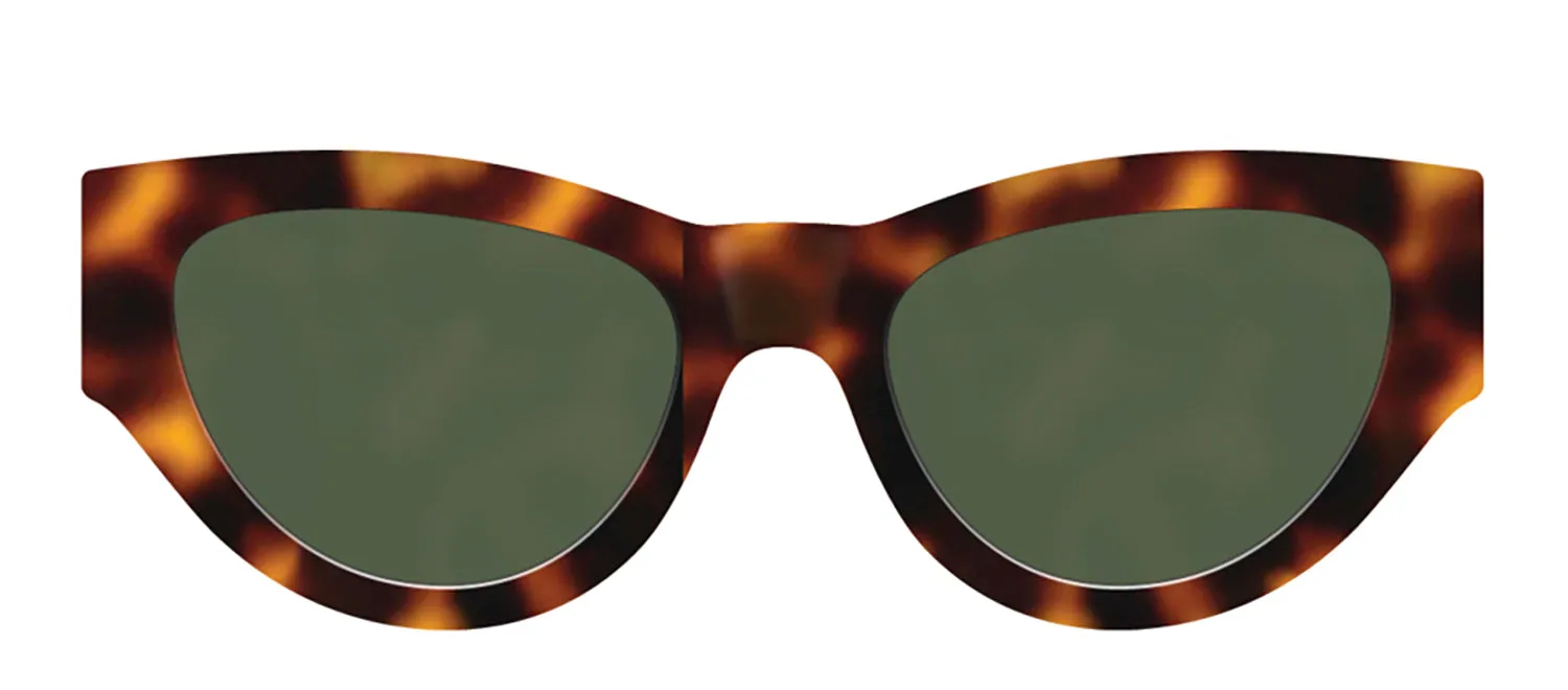 Saint Laurent SL M94 003 Cat-Eye Acetate Havana Sunglasses with Green Lens sold by Gaffos