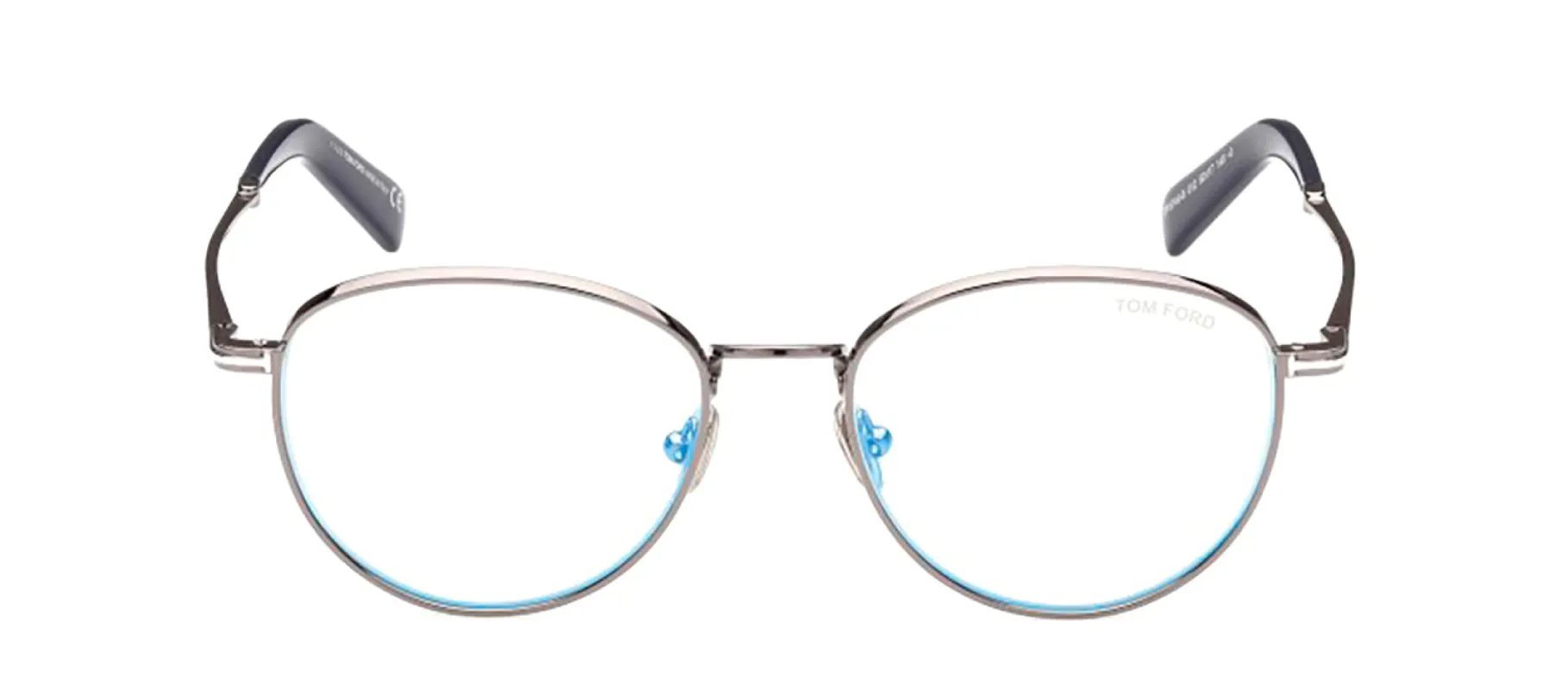 Tom Ford FT 5749-B 012 Round Plastic Ruthenium Eyeglasses with Clear Lens sold by Gaffos