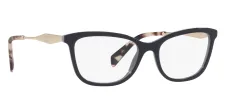 Prada PR 02YV 08Y1O1 Butterfly Plastic Black Eyeglasses with Logo Stamped Demo Lenses sold by Gaffos
