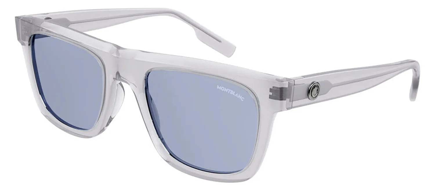 Montblanc MB 0176S 004 Rectangle Plastic Grey Sunglasses with Blue Lens sold by Gaffos