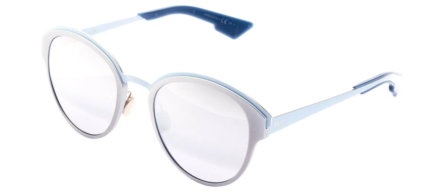 Dior CD DiorSun RCV 96 Round Metal Silver Sunglasses with Silver Mirror Lens sold by Gaffos