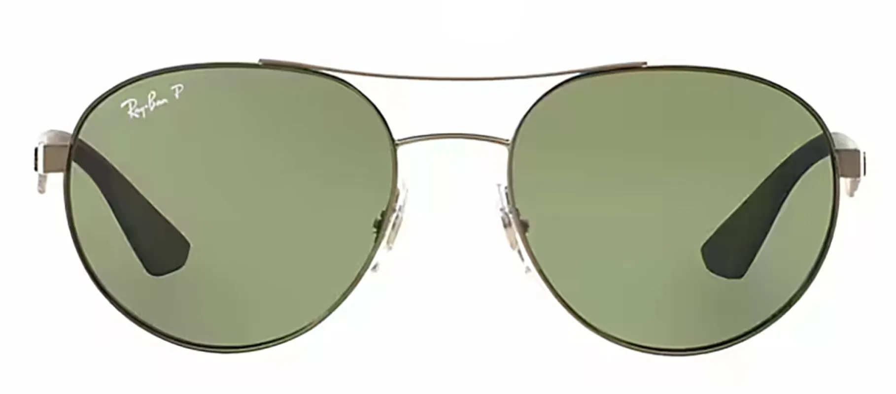 Ray-Ban RB 3536 029/9A Round Metal Black Sunglasses with Green Polarized Lens sold by Gaffos