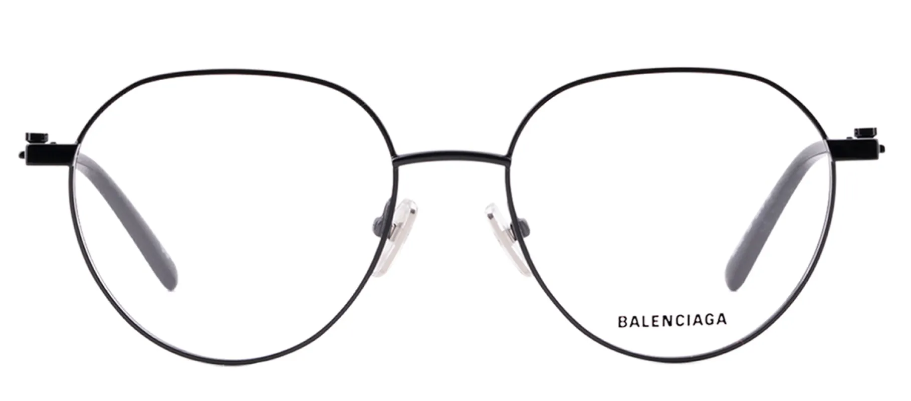 Balenciaga BB 0168O 003 Geometric Metal Black Eyeglasses with Logo Stamped Demo Lenses made by Balenciaga