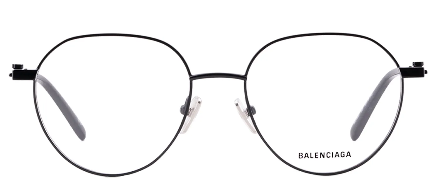 Balenciaga BB 0168O 003 Geometric Metal Black Eyeglasses with Logo Stamped Demo Lenses sold by Gaffos