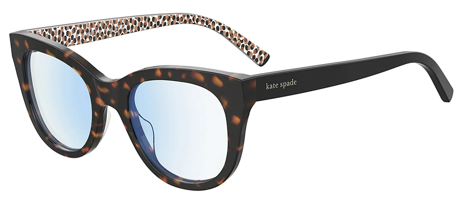 Kate Spade KS Odessa/BB 086 Oval Plastic Havana Eyeglasses with Clear Blue Block Coating Lens sold by Gaffos