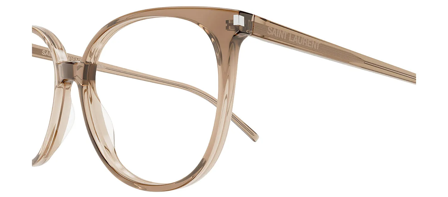 Saint Laurent CLASSIC SL 39 007 Round Plastic Brown Eyeglasses with Logo Stamped Demo Lenses sold by Gaffos product image thumbnail 3