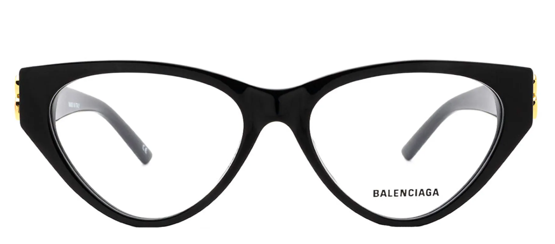 Balenciaga BB 0172O 001 Cat-Eye Plastic Black Eyeglasses with Logo Stamped Demo Lenses sold by Gaffos
