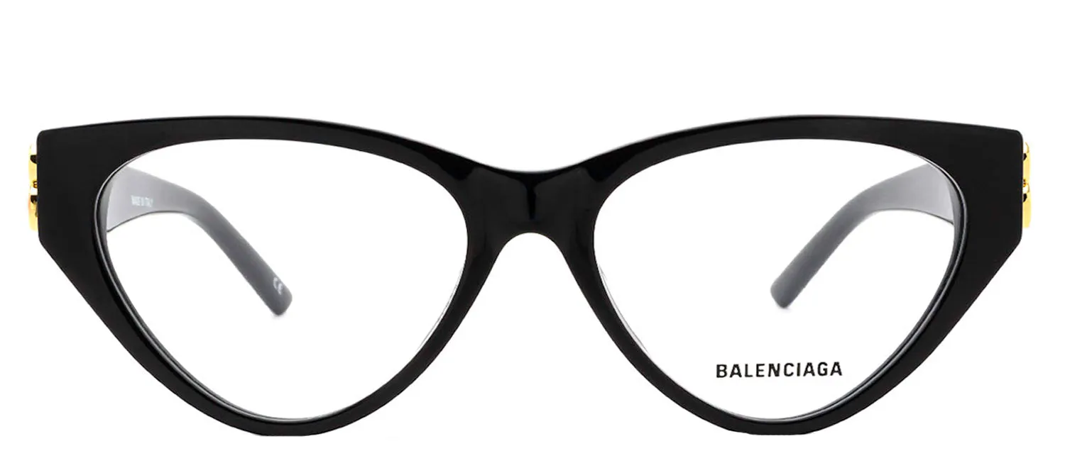 Balenciaga BB 0172O 001 Cat-Eye Plastic Black Eyeglasses with Logo Stamped Demo Lenses sold by Gaffos