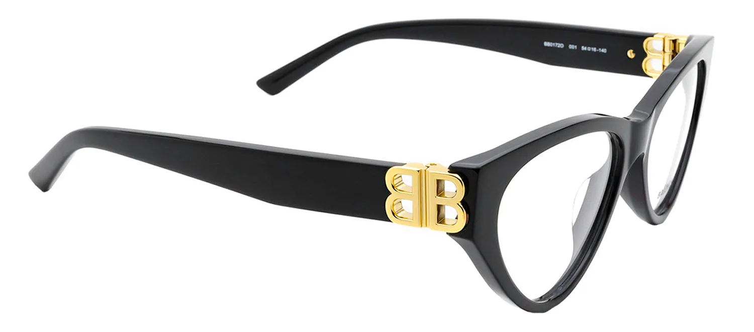 Balenciaga BB 0172O 001 Cat-Eye Plastic Black Eyeglasses with Logo Stamped Demo Lenses sold by Gaffos product image thumbnail 2