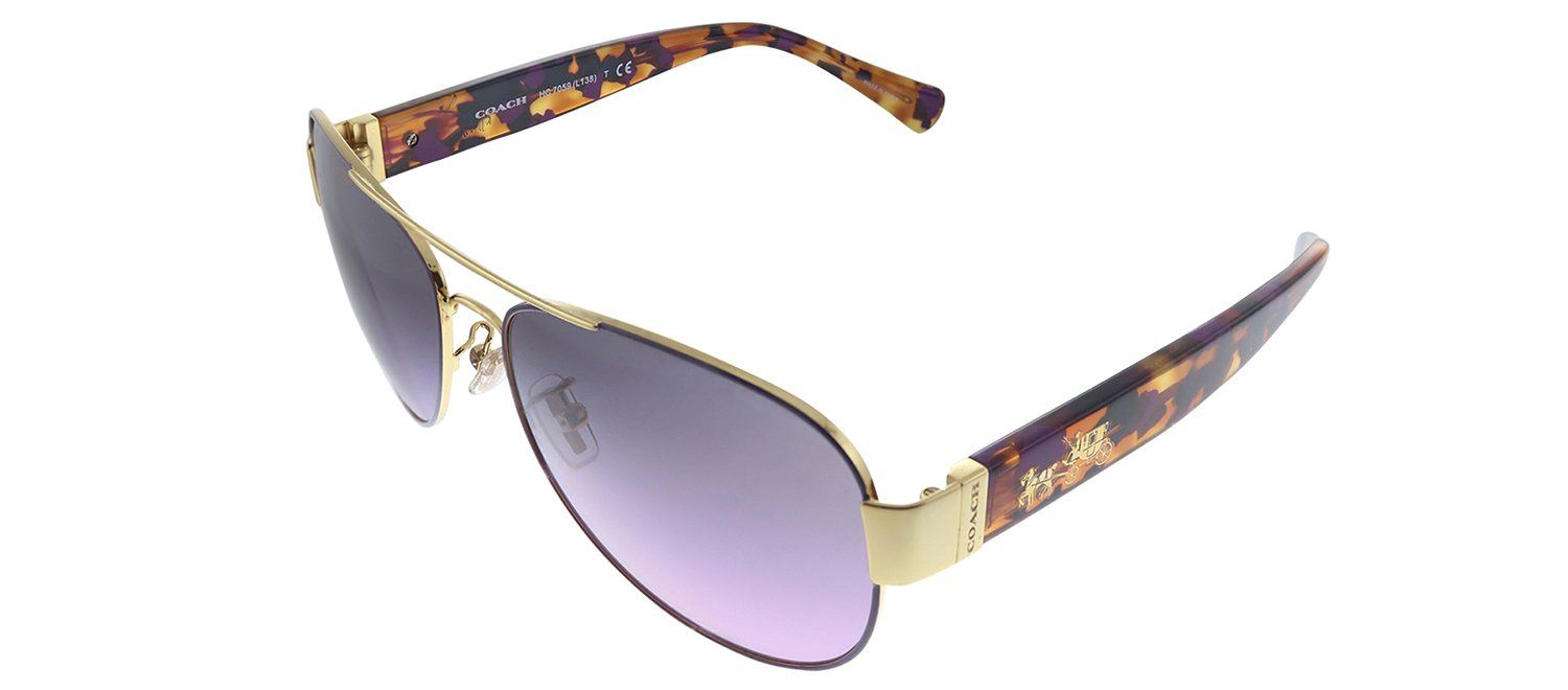 Coach HC 7059 924890 Pilot Metal Gold Sunglasses with Purple Gradient Lens sold by Gaffos product image thumbnail 2