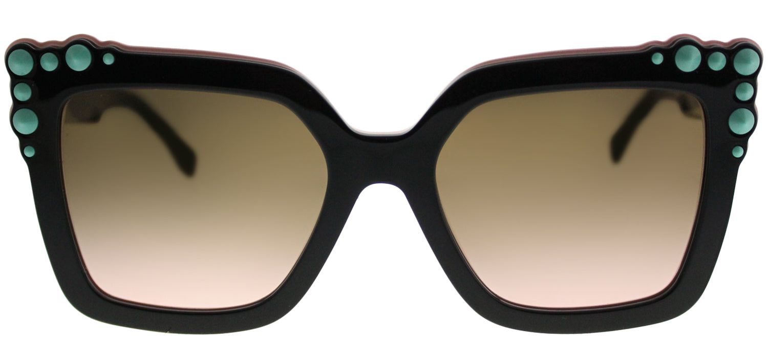 Fendi FF 0260 3H2 53 Square Plastic Black Sunglasses with Brown Gradient Lens sold by Gaffos