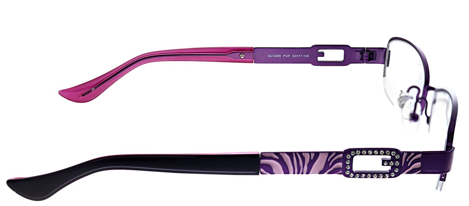 Guess GU 2290 PUR Semi-Rimless Metal Purple Eyeglasses with Demo Lens sold by Gaffos product image thumbnail 3