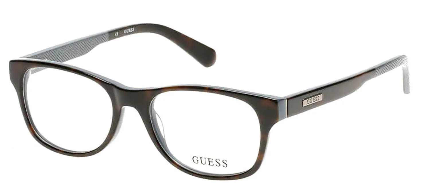 Guess GU 1858 052 Geometric Plastic Grey Eyeglasses with Logo Stamped Demo Lenses sold by Gaffos