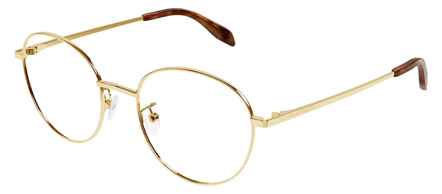 Alexander McQueen AM 0414O 002 Round Metal Gold Eyeglasses with Logo Stamped Demo Lenses sold by Gaffos product image thumbnail 2