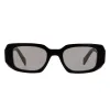 Prada PR 17WS 1AB07Z Rectangle Plastic Black Sunglasses with Grey Mirror Lens sold by Gaffos